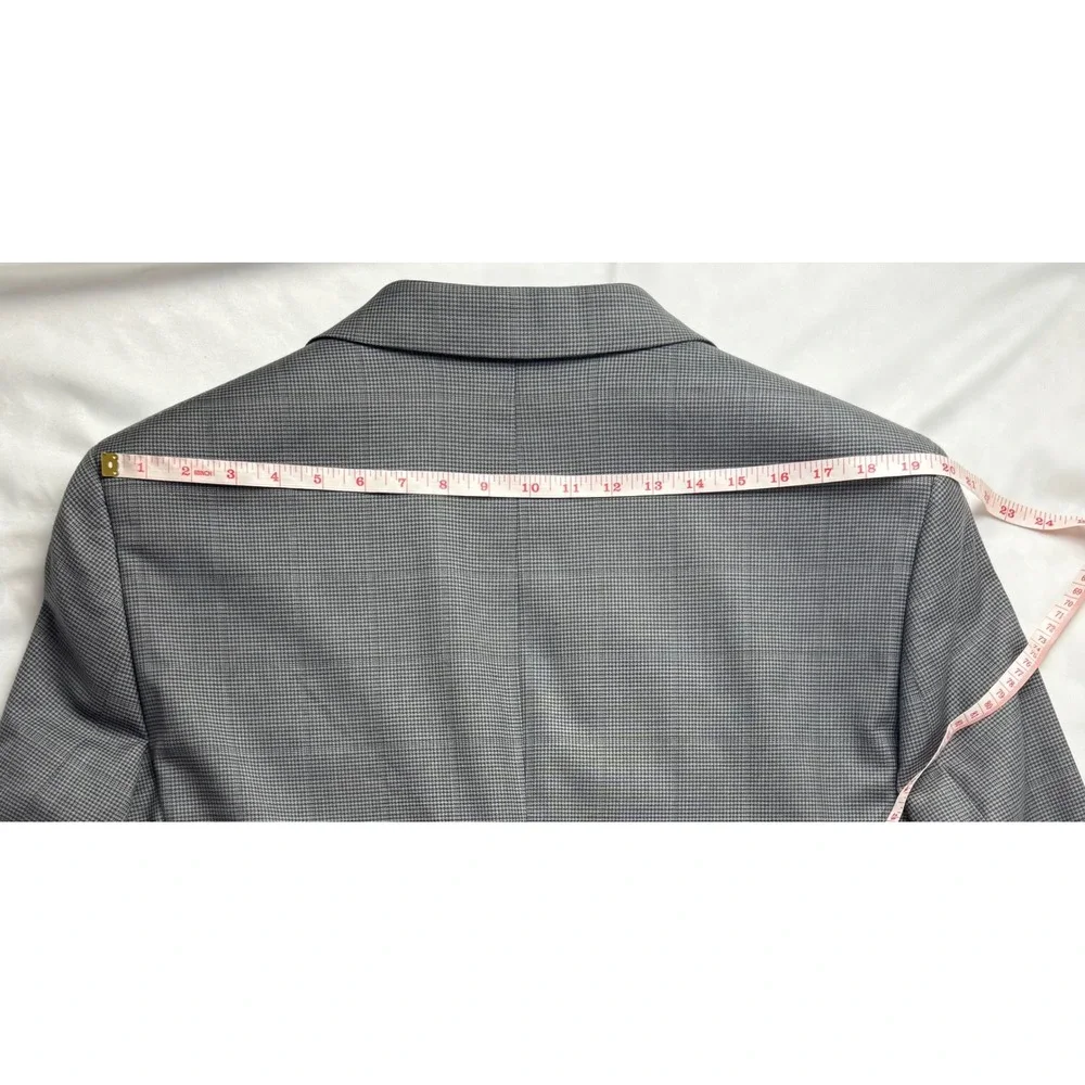Stafford CoolMax EcoMade Gray Houndstooth Performance Wool Suit Jacket 46R NEW